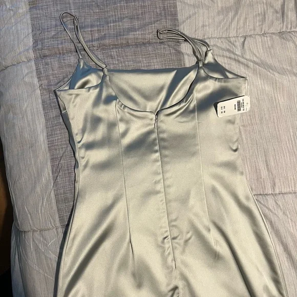Abercrombie & Fitch Satin Stretch Column Midi Slip Dress Grey M - Picture 6 of 11
